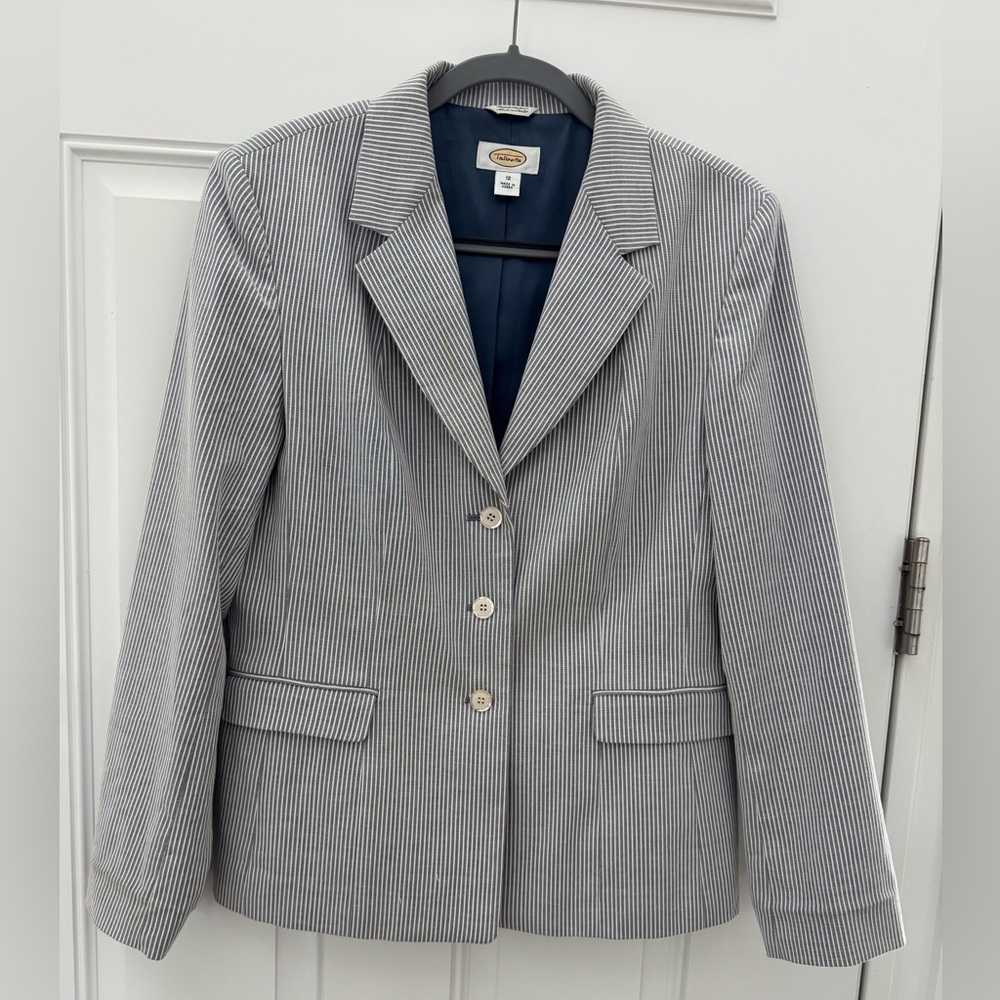Talbots Classic Blue / White Striped Structured Blazer